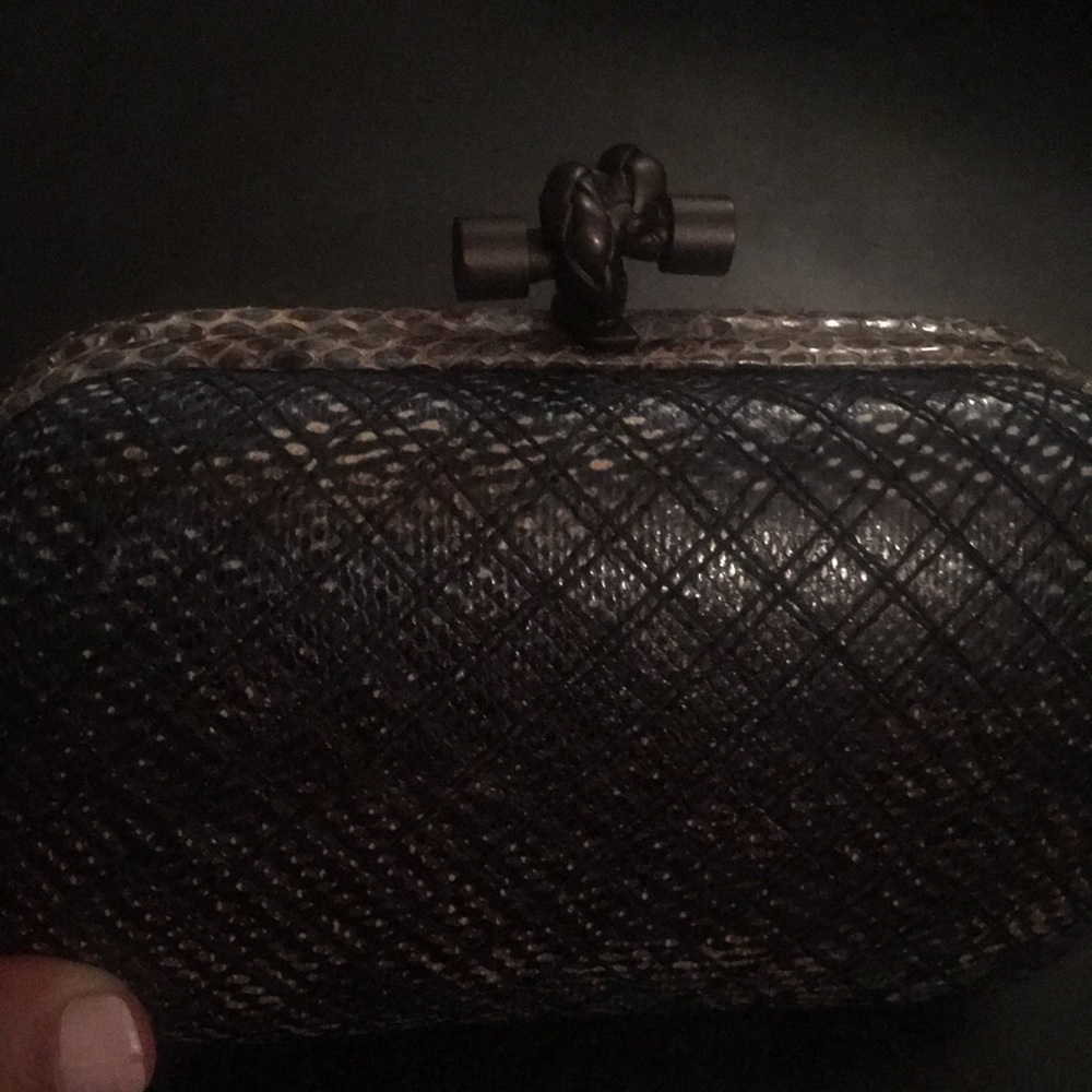 Bottega Veneta snakeskin knot clutch